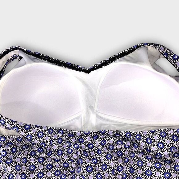 Lands End Womens Swimsuit Sz 2X Navy Print One Pc Tank Beachy Tankini UPF 50 Plu - Picture 8 of 12